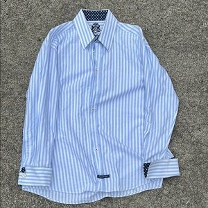 English Laundry Light Blue Striped Dress Shirt